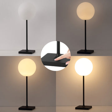 Allie 17.5" Modern Minimalist Indoor/Outdoor Metal Globe Rechargeable/Cordless Dimmable Integrated LED Table Lamp with Touch Sensor